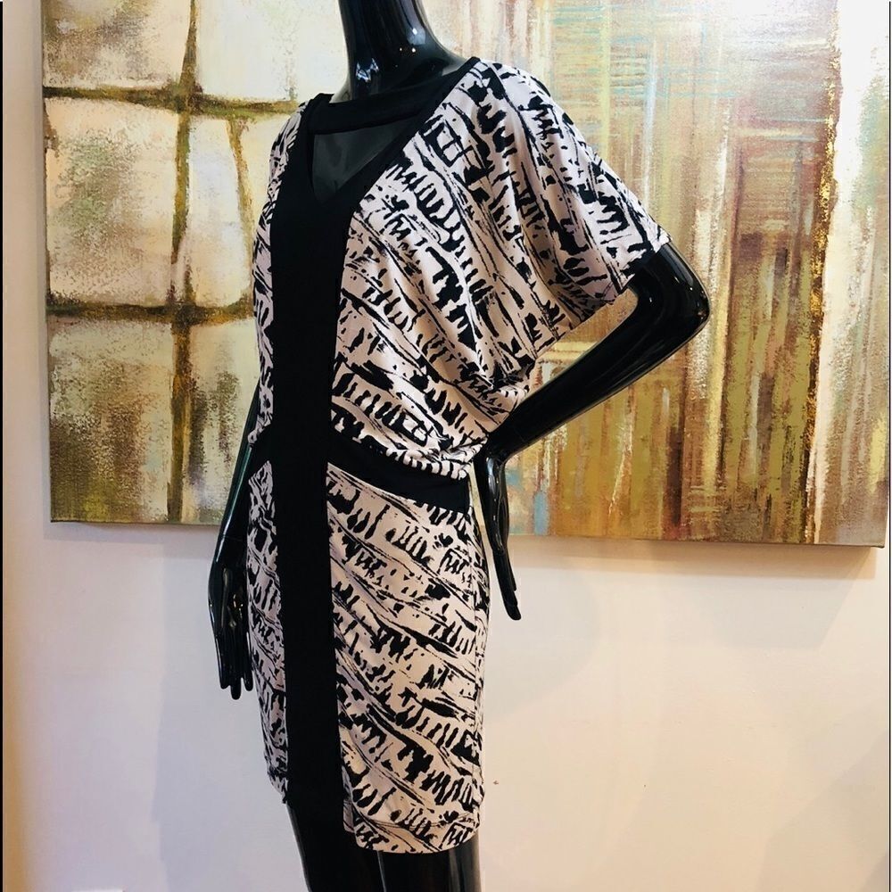 BCBGeneration Splash Design V Neck Dress Small - Picture 3 of 6